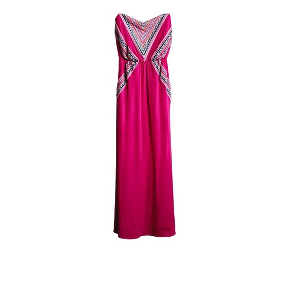 My Michelle Dresses & Skirts - My Michelle Strapless Maxi Dress size XS Embroidered Hot Pink